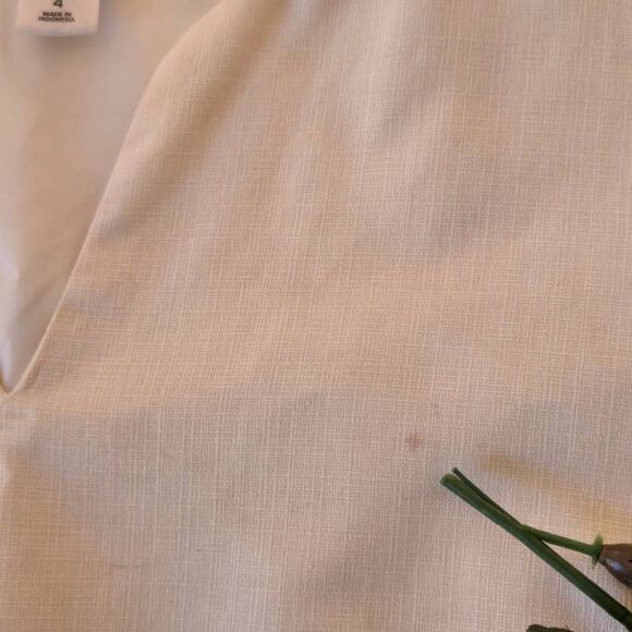 Ann Taylor LOFT Womens Sleeveless Vine Leaf Print Sheath Dress Cream Size 4 - Picture 10 of 11